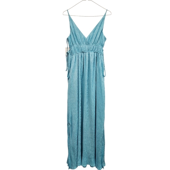 Taylor Sleeveless Maxi Dress Turquoise Side Slits NEW Prom Formal - Picture 5 of 8